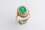 Bague 59 Bague pompadour en or jaune 750, émeraude et diamants 58 Facettes