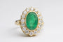 Bague 59 Bague pompadour en or jaune 750, émeraude et diamants 58 Facettes