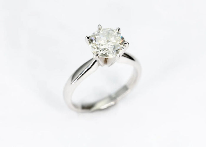 Bague 51 Solitaire - Bague en or blanc 750 avec diamant 1,92 ct 58 Facettes