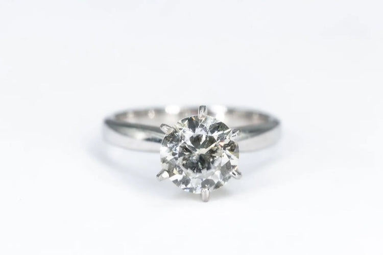 Bague 51 Solitaire - Bague en or blanc 750 avec diamant 1,92 ct 58 Facettes