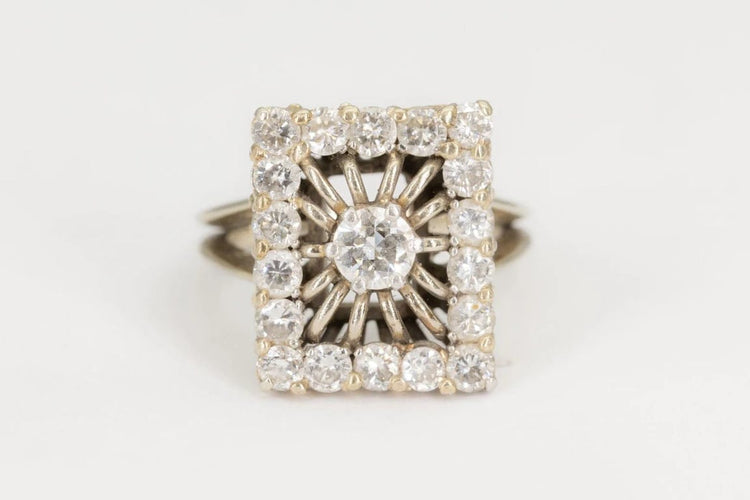 Bague 54 Bague vintage en or blanc avec diamants taille ancienne 58 Facettes