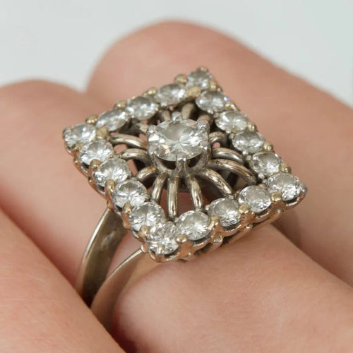 Bague 54 Bague vintage en or blanc avec diamants taille ancienne 58 Facettes