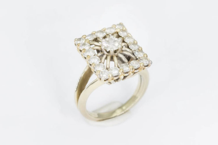 Bague 54 Bague vintage en or blanc avec diamants taille ancienne 58 Facettes