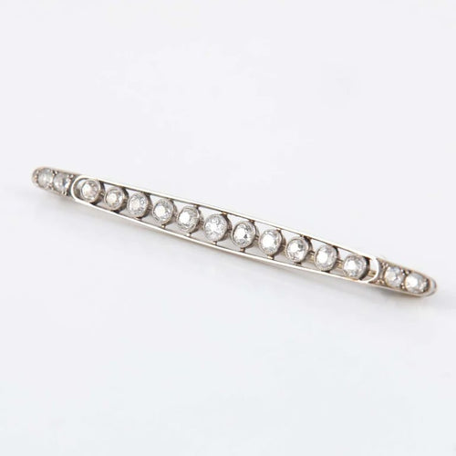 Broche Broche Art déco - 15 diamants en or blanc 18 ct et platine 58 Facettes 1