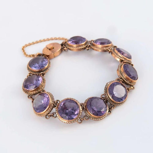 Bracelet Bracelet ligne de pierres en or jaune 14 ct et améthystes 58 Facettes 1