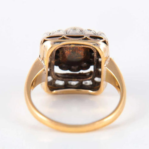 Bague 54 Bague rétro en or jaune 18 ct, perle et diamants 58 Facettes 1