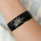Bracelet Manchette et broche de deuil en or rose 14 ct, émail noir et diamants 58 Facettes 1