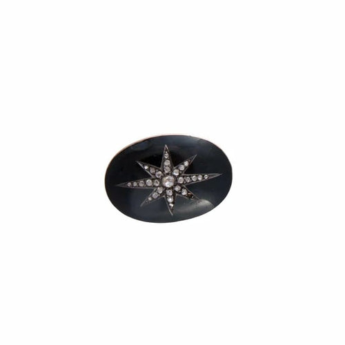 Bracelet Manchette et broche de deuil en or rose 14 ct, émail noir et diamants 58 Facettes 1