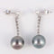 Boucles d'oreilles Boucles d'oreilles pendantes en or blanc 18 ct, perles de Tahiti et diamants 58 Facettes 1