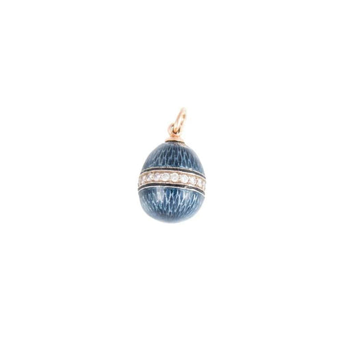 Pendentif Pendentif œuf émaillé en or rose 14 ct et diamants 58 Facettes 1