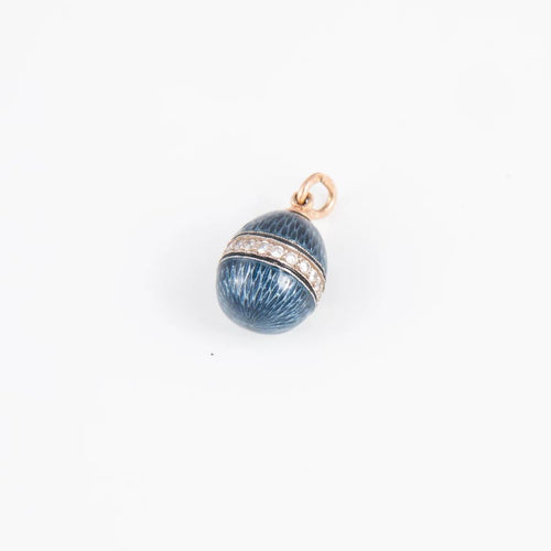 Pendentif Pendentif œuf émaillé en or rose 14 ct et diamants 58 Facettes 1