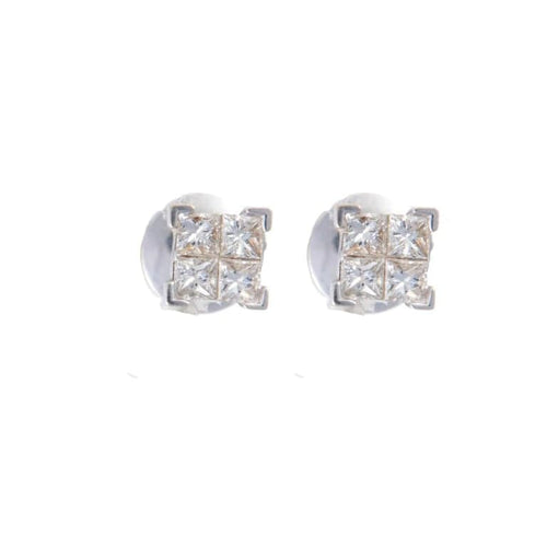 Boucles d'oreilles Clous d'oreilles - Diamants taille princesse en or blanc 18 carats 58 Facettes 220321