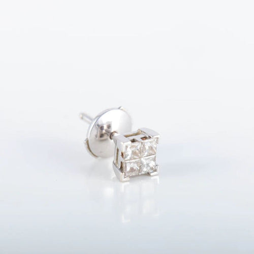 Boucles d'oreilles Clous d'oreilles - Diamants taille princesse en or blanc 18 carats 58 Facettes 220321