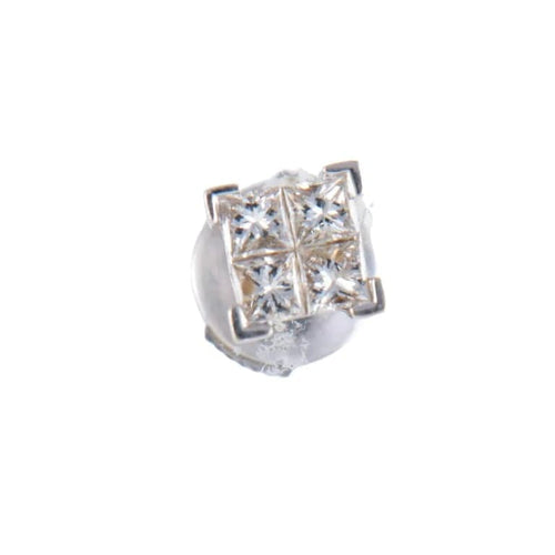 Boucles d'oreilles Clous d'oreilles - Diamants taille princesse en or blanc 18 carats 58 Facettes 220321