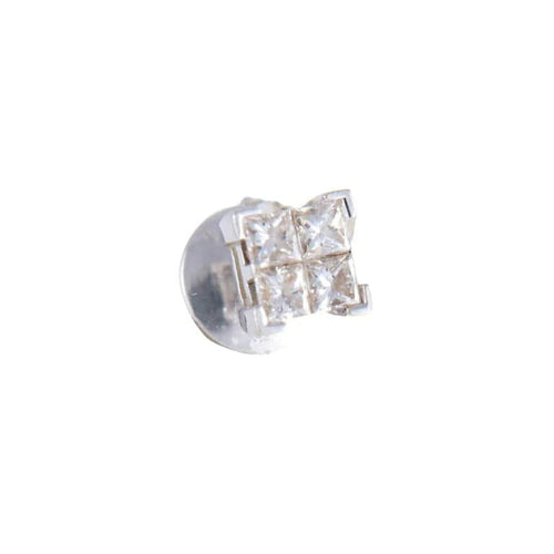 Boucles d'oreilles Clous d'oreilles - Diamants taille princesse en or blanc 18 carats 58 Facettes 220321