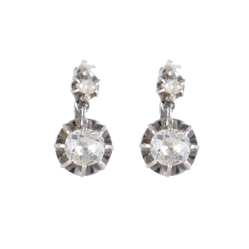Boucles d'oreilles Boucles d'oreilles dormeuses en or blanc 750 ornées de diamants 58 Facettes 220393