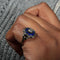 Bague 55 Bague en or rose 750 et argent émaillé bleu avec diamants 58 Facettes 220424