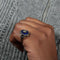 Bague 55 Bague en or rose 750 et argent émaillé bleu avec diamants 58 Facettes 220424