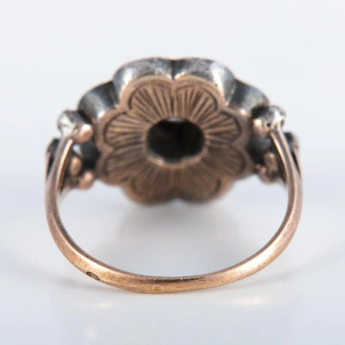 Bague 55 Bague en or rose 750 et argent émaillé bleu avec diamants 58 Facettes 220424