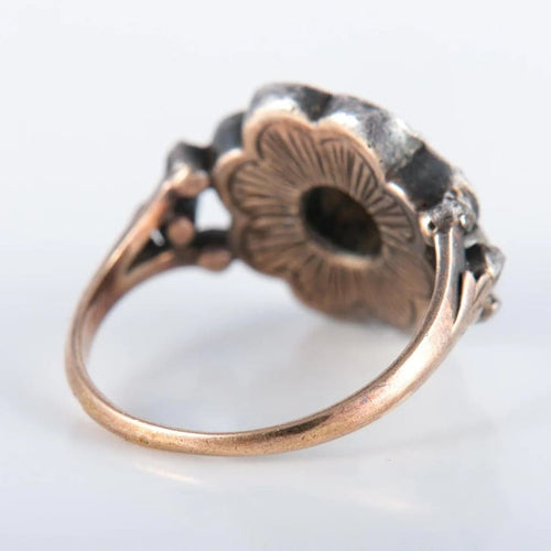 Bague 55 Bague en or rose 750 et argent émaillé bleu avec diamants 58 Facettes 220424