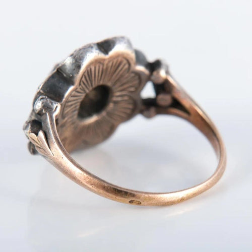 Bague 55 Bague en or rose 750 et argent émaillé bleu avec diamants 58 Facettes 220424