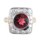 Bague 59 Bague - Grenat et diamants en or jaune 14K 58 Facettes 220382