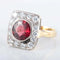 Bague 59 Bague - Grenat et diamants en or jaune 14K 58 Facettes 220382