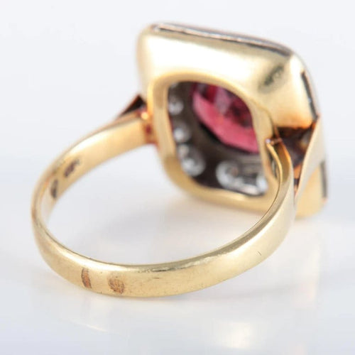 Bague 59 Bague - Grenat et diamants en or jaune 14K 58 Facettes 220382