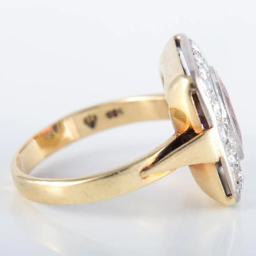 Bague 59 Bague - Grenat et diamants en or jaune 14K 58 Facettes 220382