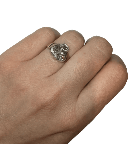 Bague 55 Bague trèfle en or 14K et argent, sertie de diamants 58 Facettes