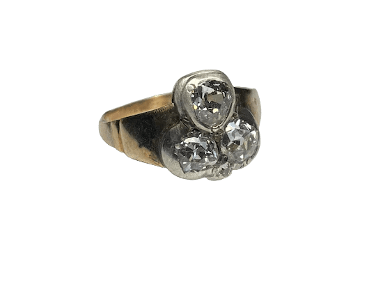 Bague 55 Bague trèfle en or 14K et argent, sertie de diamants 58 Facettes