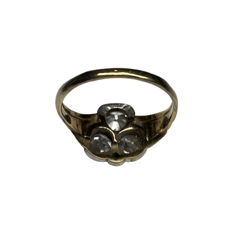Bague 55 Bague trèfle en or 14K et argent, sertie de diamants 58 Facettes