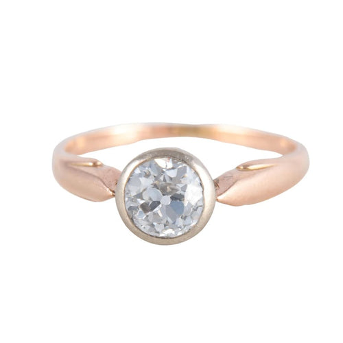 Bague 51 Bague solitaire serti clos en or rose 14K et diamant 58 Facettes 220383
