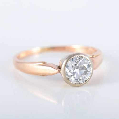 Bague 51 Bague solitaire serti clos en or rose 14K et diamant 58 Facettes 220383
