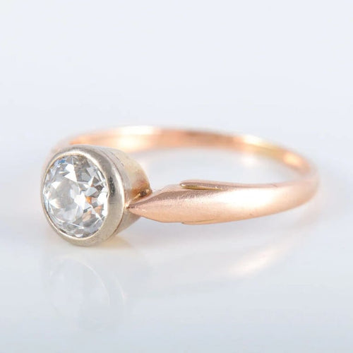 Bague 51 Bague solitaire serti clos en or rose 14K et diamant 58 Facettes 220383
