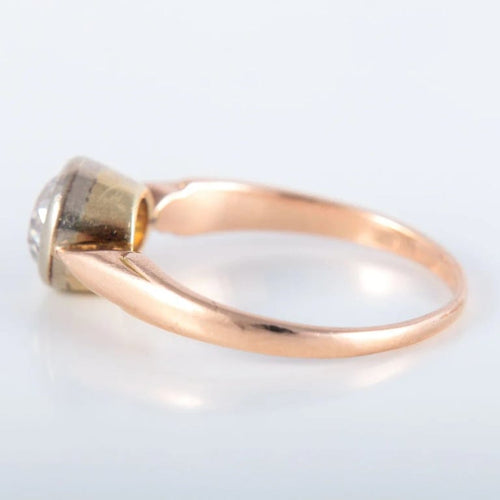 Bague 51 Bague solitaire serti clos en or rose 14K et diamant 58 Facettes 220383