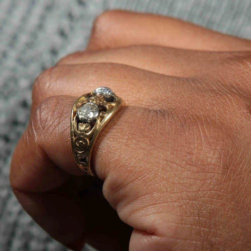 Bague 52 Bague à motifs en or jaune 750 avec diamants 58 Facettes 220423