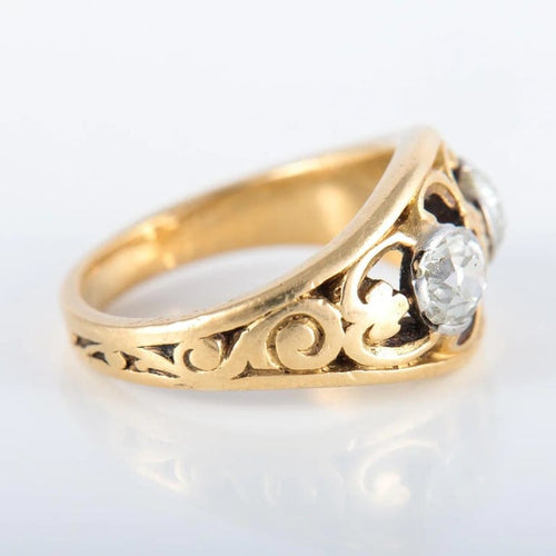 Bague 52 Bague à motifs en or jaune 750 avec diamants 58 Facettes 220423