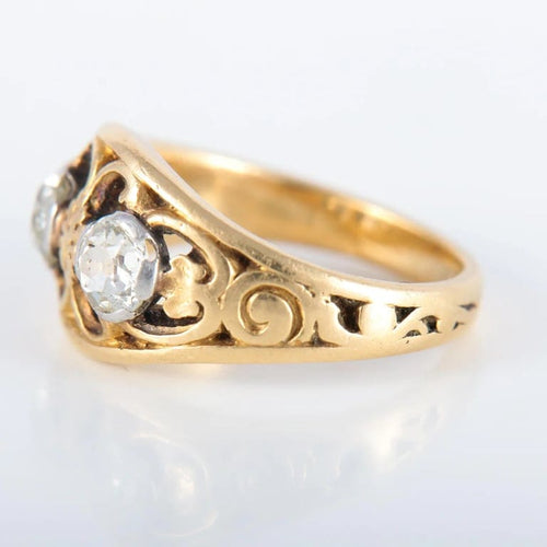 Bague 52 Bague à motifs en or jaune 750 avec diamants 58 Facettes 220423