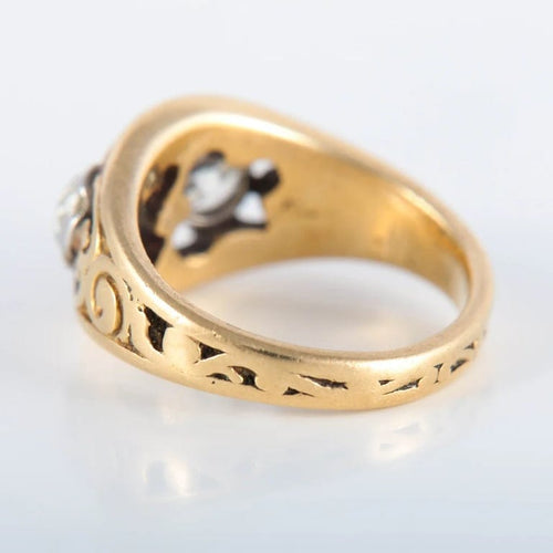 Bague 52 Bague à motifs en or jaune 750 avec diamants 58 Facettes 220423