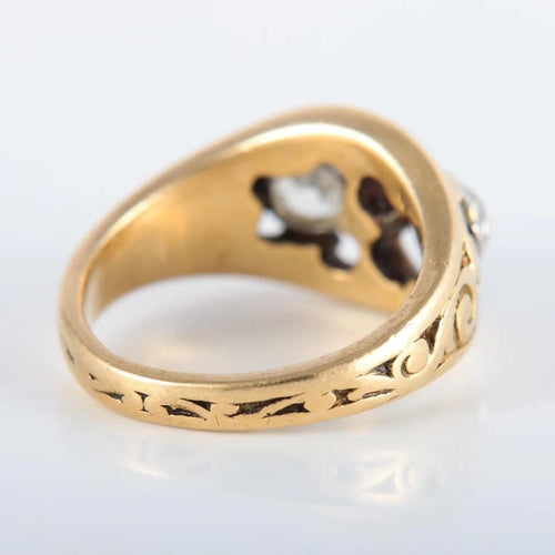 Bague 52 Bague à motifs en or jaune 750 avec diamants 58 Facettes 220423