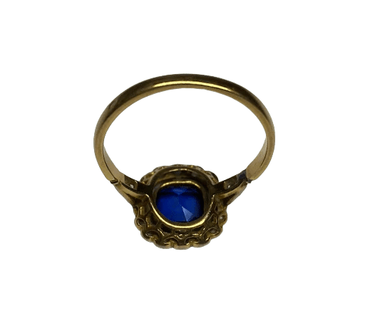 Bague 54 Bague ancienne en or jaune 18K, saphir et diamants 58 Facettes