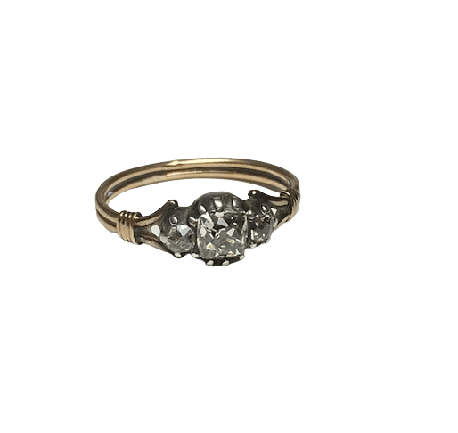 Bague 53 Bague trilogie en or rose 14K et diamants 58 Facettes
