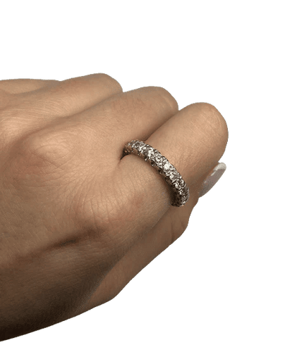 Bague 57 Alliance - Bague en or blanc 14K et diamants 58 Facettes