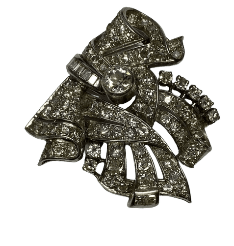 Broche Broche Art déco en platine et or 18K avec diamants 58 Facettes