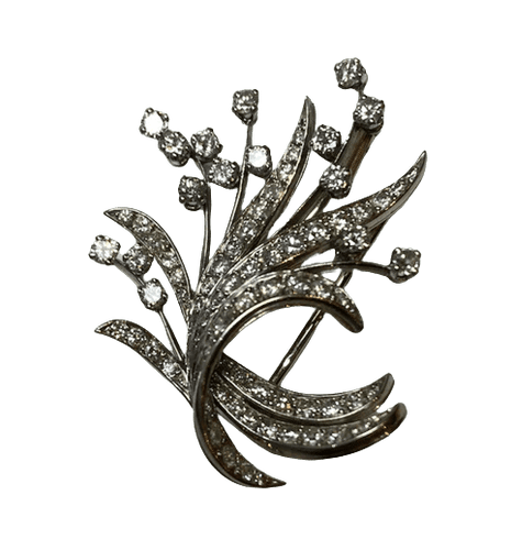 Broche Broche gerbe de fleurs en or blanc 18K et diamants 58 Facettes