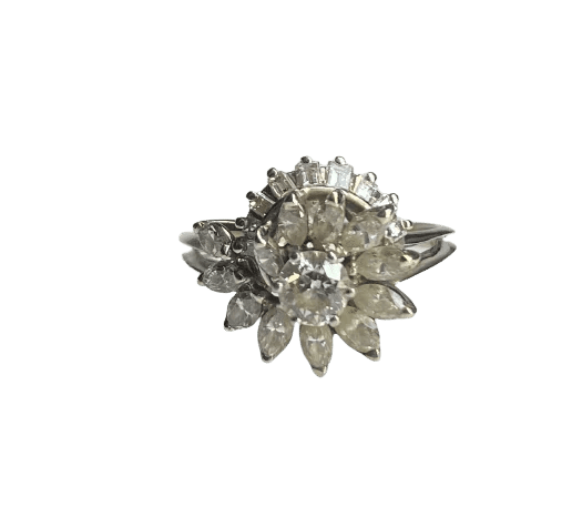 Bague 61 Bague en or blanc 18K avec diamants 58 Facettes