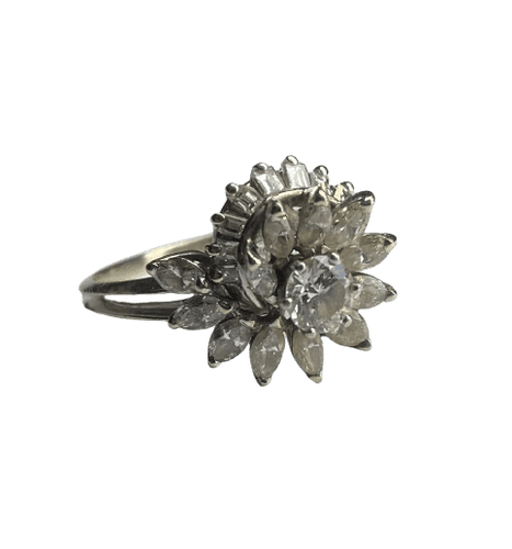 Bague 61 Bague en or blanc 18K avec diamants 58 Facettes