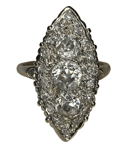 Bague 48 Bague marquise en or blanc 18K et diamants 58 Facettes