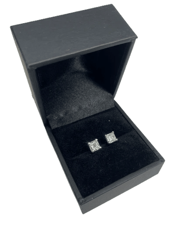 Boucles d'oreilles Puces d’oreilles en or blanc 18K avec diamants 58 Facettes